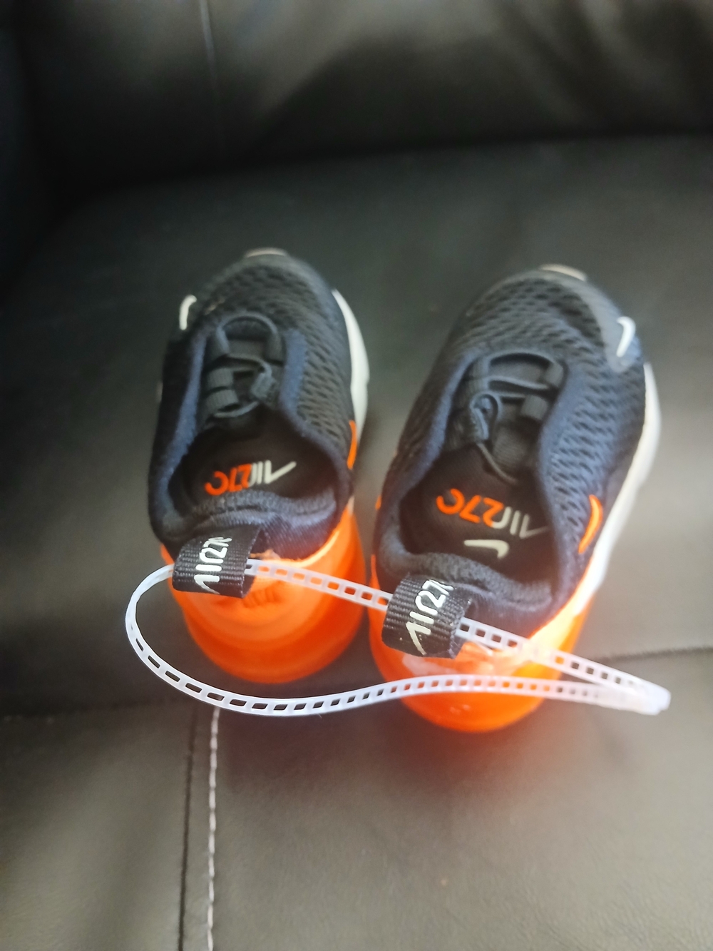 Nike Black & Orange Kids Slip-On Sneakers
